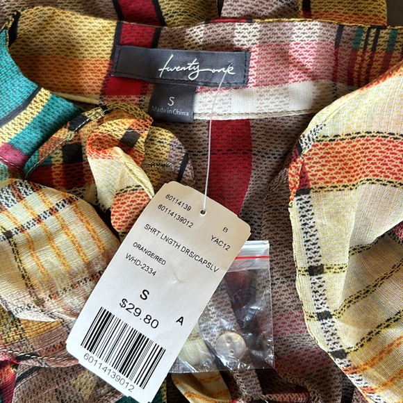 NWT Forever 21 Multi colored plaid button mini dress.  Small. Never worn. - Picture 5 of 7